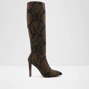 Aldo Brown Snakeskin Heeled Boots
